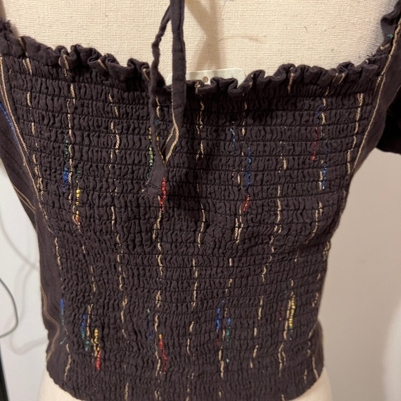 Free People Serotonin Corset short sleeve tie on back printed allover top - Picture 8 of 10